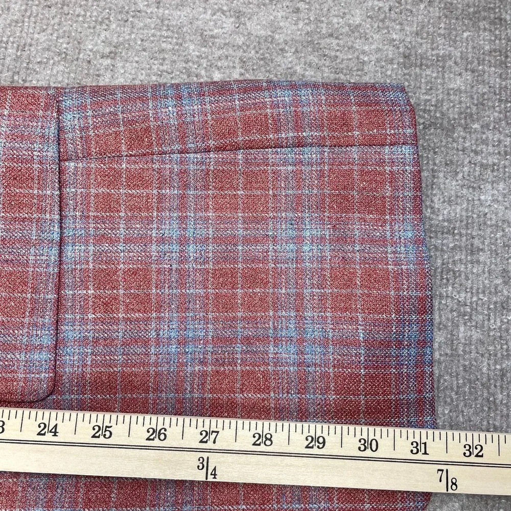 Thom Hudson Blazer Sport Coat Mens 42R Raspberry Plaid Wool Silk Notch Lapel